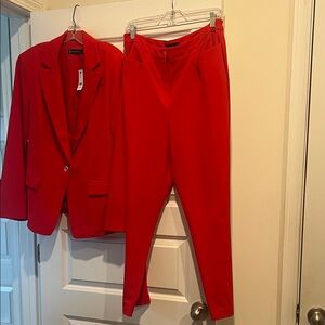 New York & Company Vibrant Red Pantsuit